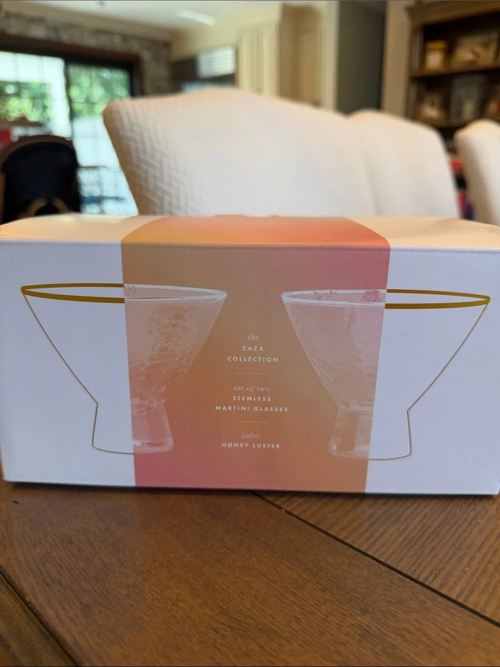 NEW! Anthropologie Zaza Luster Stemless Martini Glasses in Honey (Set of 2)